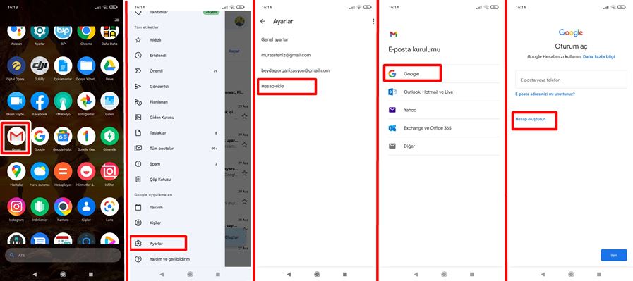 Telefon vermeden gmail açma resimli anlatım